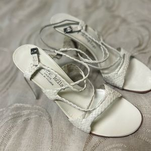 Stephane Kelian Paris White Braided Leather Heels